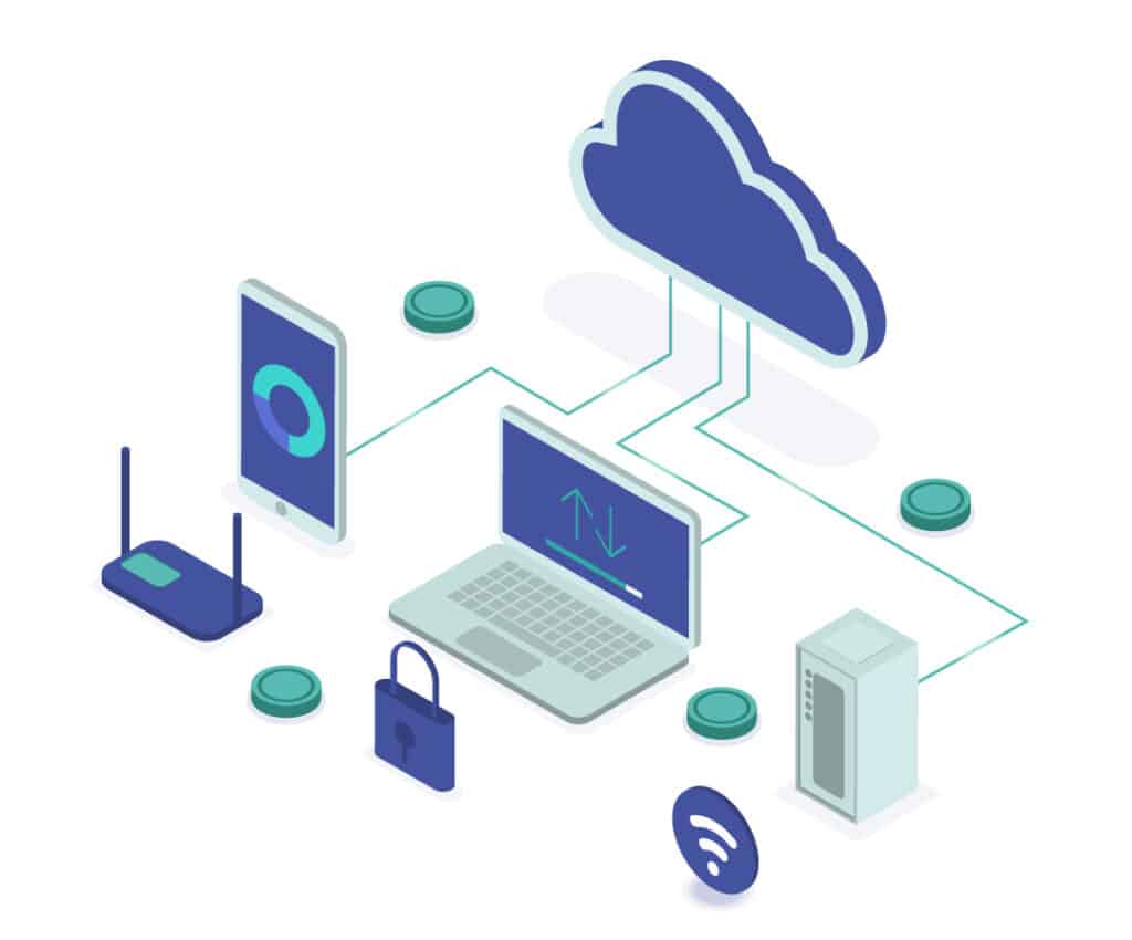 Cloud computing: diversos dispositivos de TI conectados por meio de uma nuvem