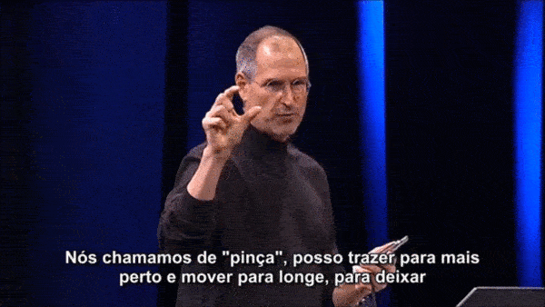 Steve Jobs apresenta o conceito de multitouch durante a MacWorld 2007