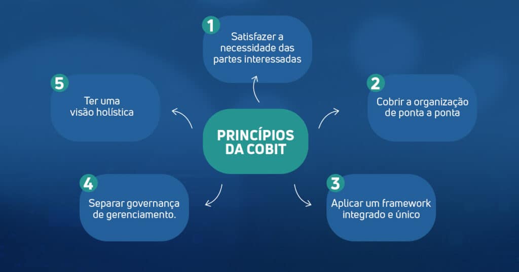 Ilustração com os 5 princípios da COBIT