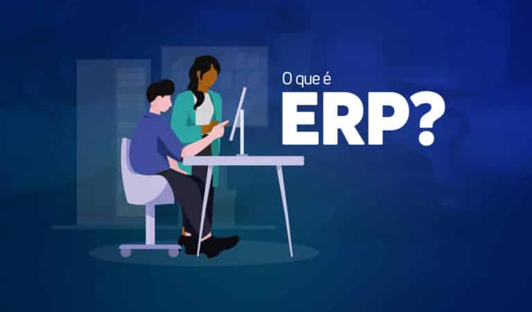 Ilustração com a frase "O que é ERP?"