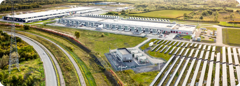Vista aérea do data center hyperscale do Google, localizado na Bélgica.